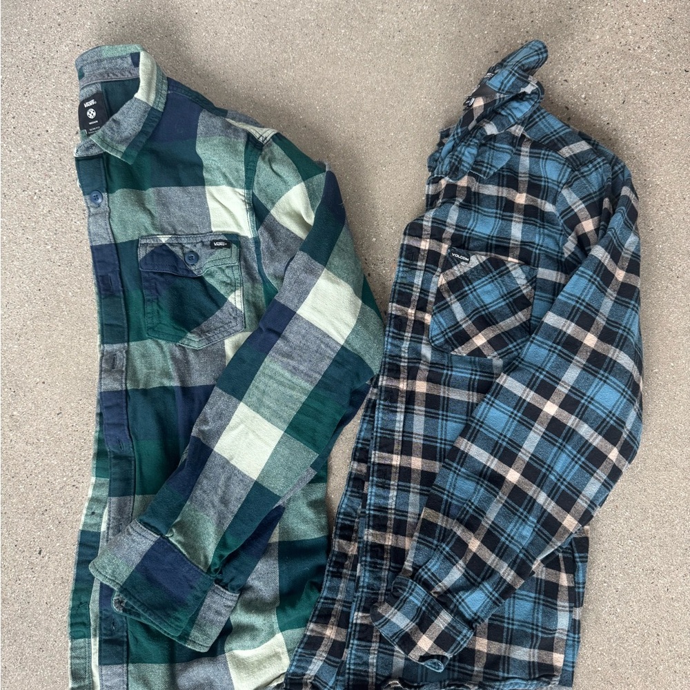 Vans Green and Volcom  Button Down Shirts